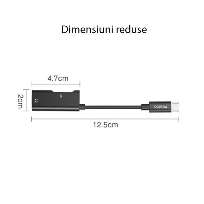 Adaptor Audio Type C la 2x Type C YAU23 Yesido Negru 4