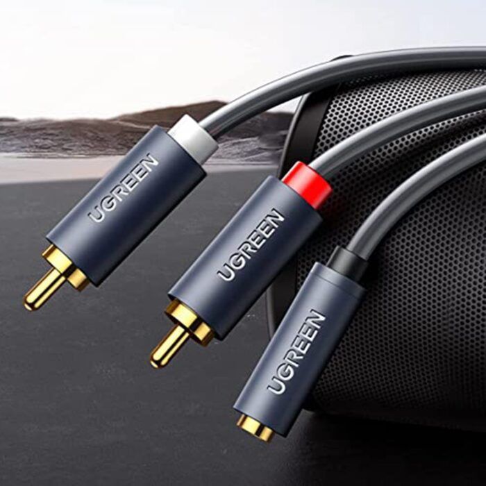 Jack 3.5mm la extensie 2x RCA Male cu conector poleit