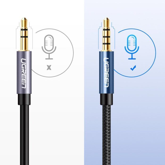 Cablu audio 10595 Jack 3.5mm Male la extensie Jack 3.5mm Female cu conector poleit 3m Ugreen Negru 4