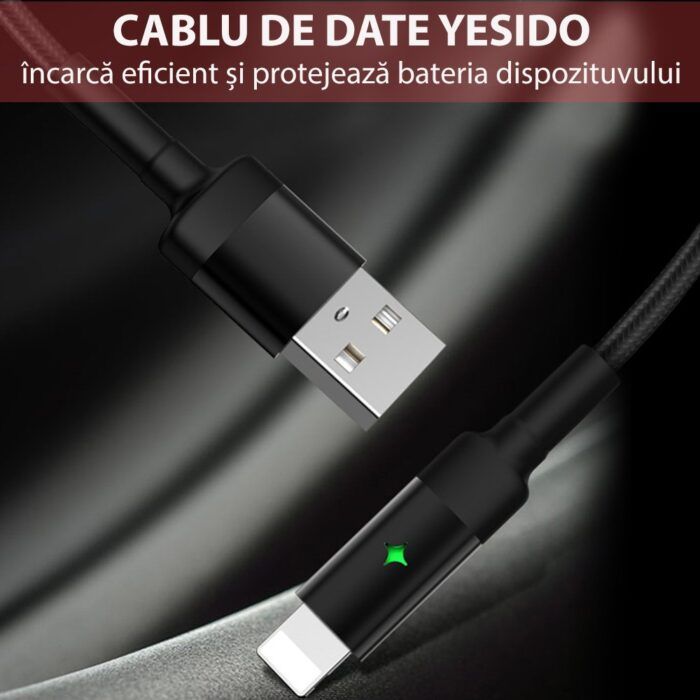 Cablu de date USB la Type C 2.4A 1.2M Yesido CA 28 Negru 4