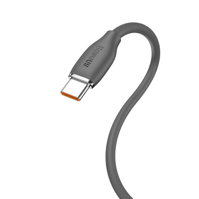 Cablu de date siliconat USB la Type C 100W 1.2m Baseus Jelly CAGD010001 Negru 4