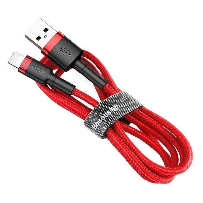 Cablue de date USB la Lightning 1.5A 2m Cafule Baseus CALKLF C09 Rosu 4