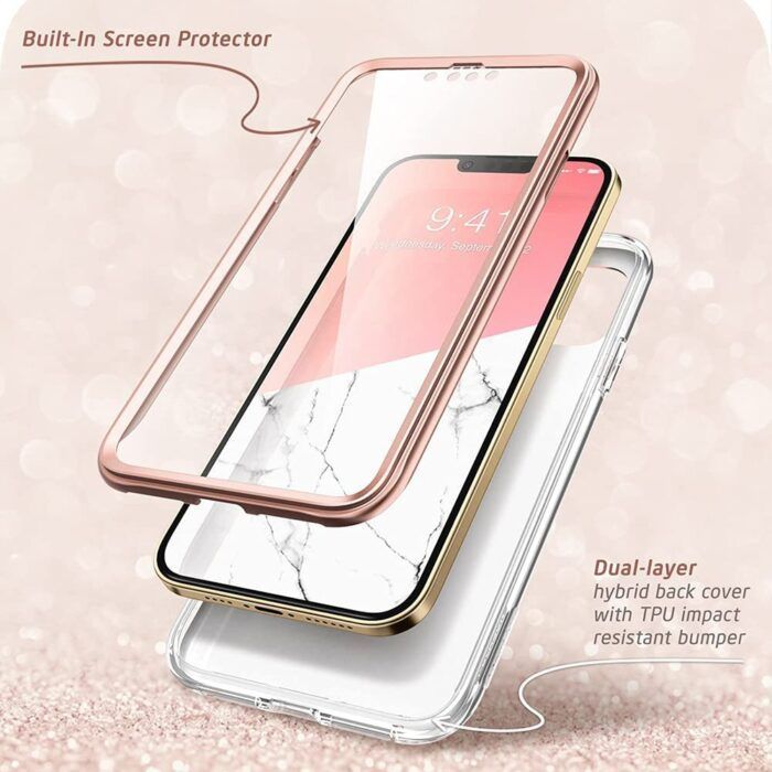 Carcasa stylish Supcase Cosmo compatibila cu iPhone 13 Pro Max Protectie display Marble 4