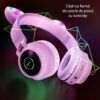 Casti On Ear Wirless W27 Cat Ear pliabile cu Bluetooth 5.0 Roz 4