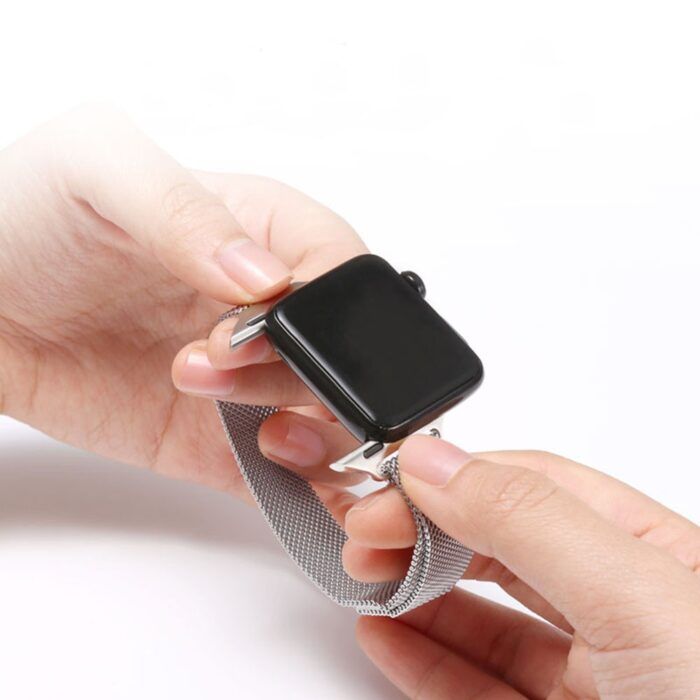 Curea metalica smartwatch Apple Watch 1 2 3 4 5 6 7 SE 38mm 40 mm 41 mm W034 Argintiu 3