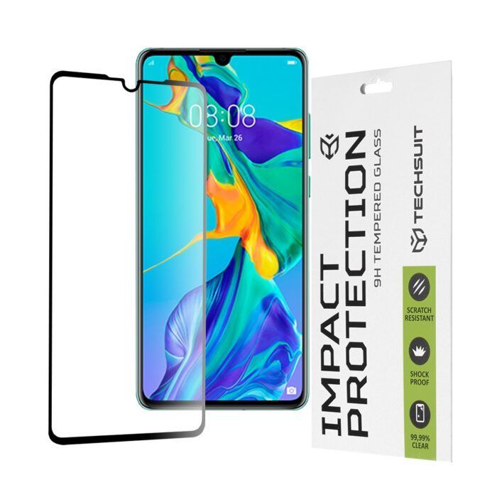 Folie Sticla Securizata pentru Huawei P30 Atlantic 111D cu margine neagra