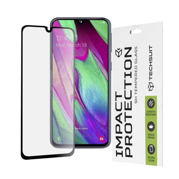 Folie Sticla Securizata pentru Samsung Galaxy A40 Atlantic 111D cu margine neagra