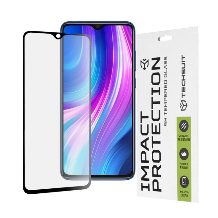 Folie Sticla Securizata pentru Xiaomi Redmi Note 8 Pro Atlantic 111D cu margine neagra