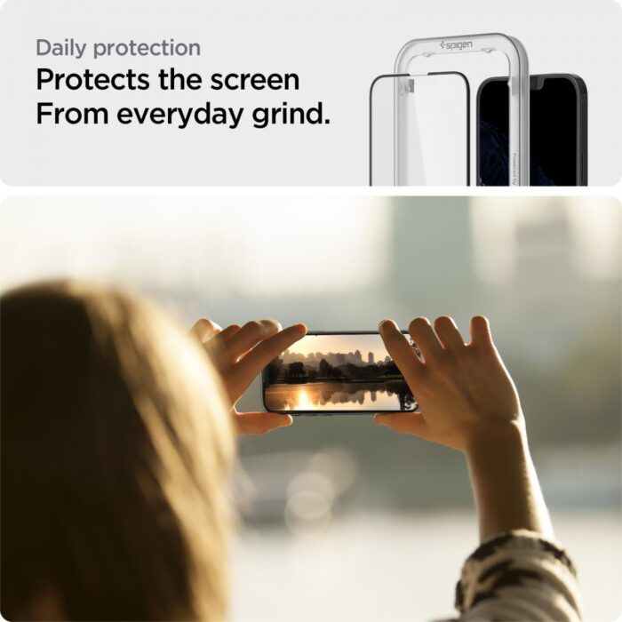 Folie sticla iPhone 13 Pro Max ALM Glas 2xPack Spigen Negru 4