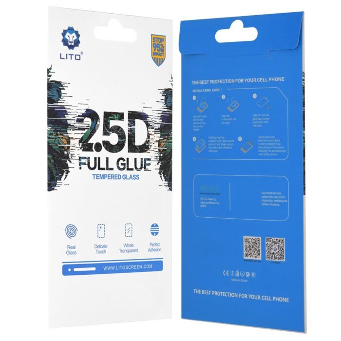 Folie sticla securizata compatibila cu Iphone 14 Pro Max Lito 2.5D FullGlue negru 4