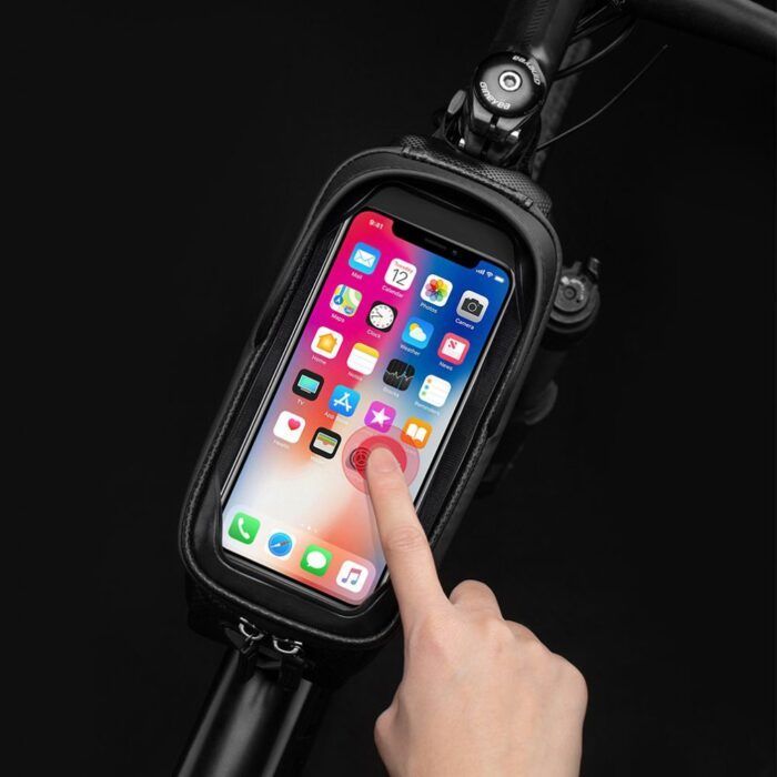 Geanta impermeabila pentru cadru bicicleta cu suport pentru telefon RockBros 1.7L negru 4