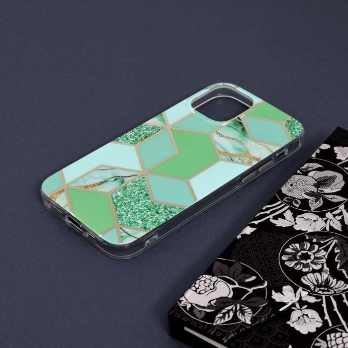 Husa iPhone 12 Marble Series Green Hex 3