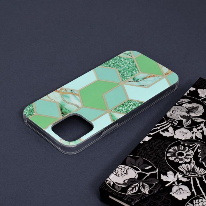 Husa iPhone 12 Marble Series Green Hex 4