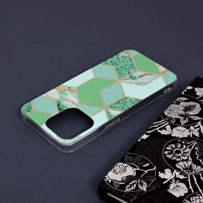 Husa iPhone 13 Pro Marble Series Green Hex 4