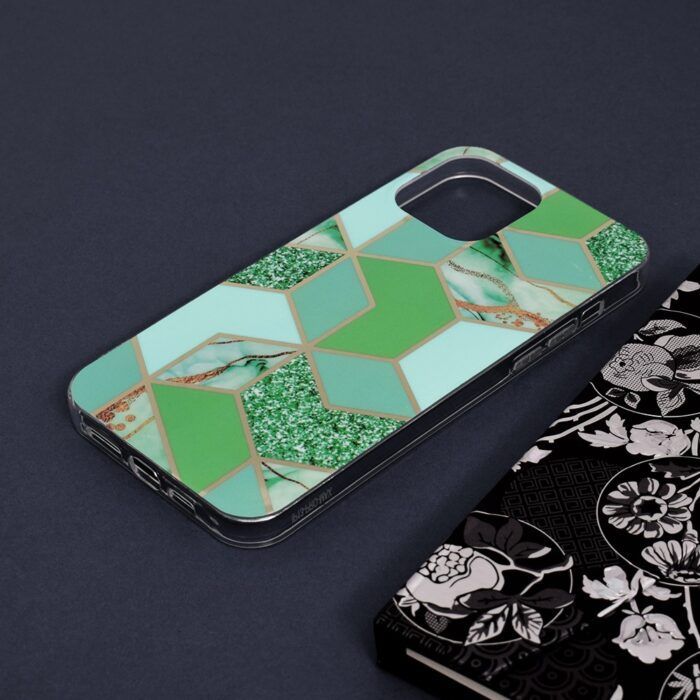 Husa iPhone 13 Pro Max Marble Series Green Hex 3