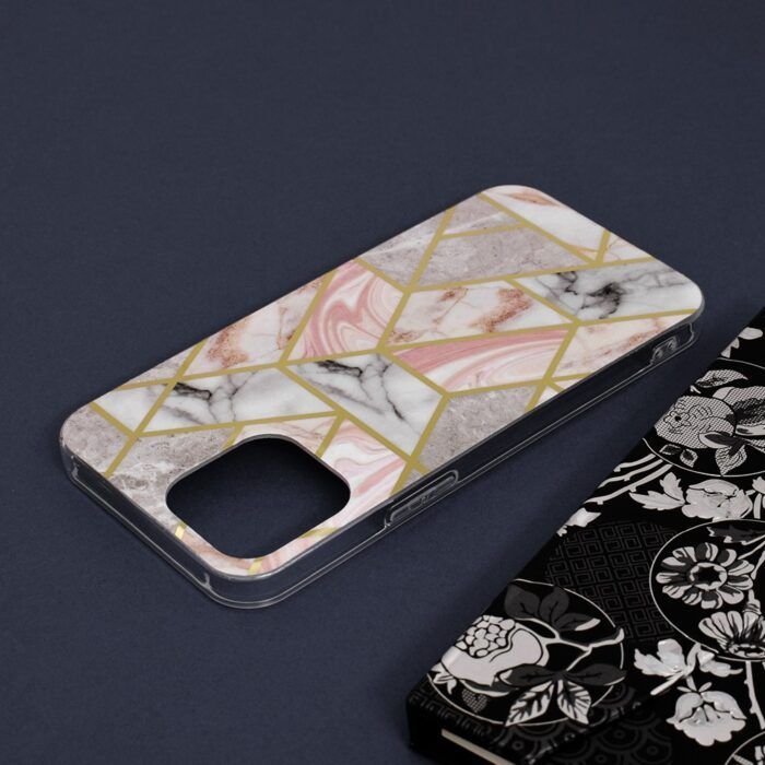 Husa iPhone 13 Pro Max Marble Series Pink Hex 4