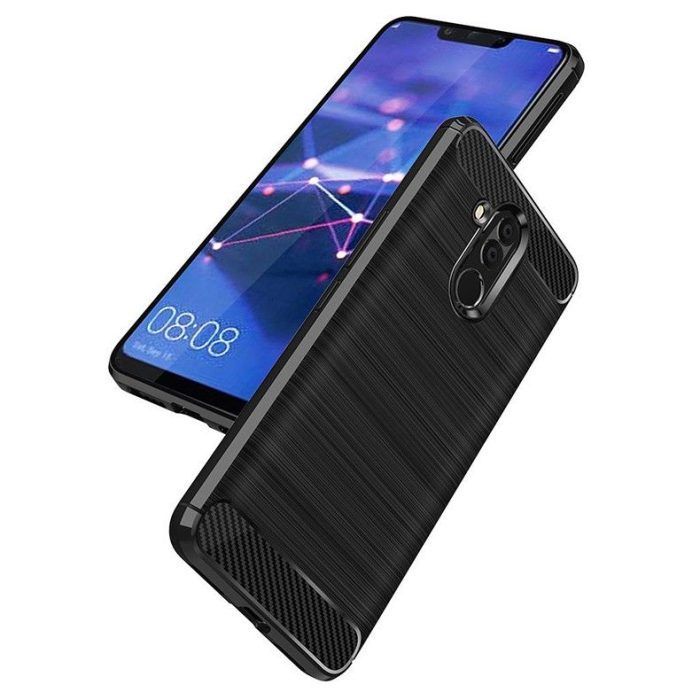 Husa pentru Huawei Mate 20 lite aspect metal slefuit negru 3