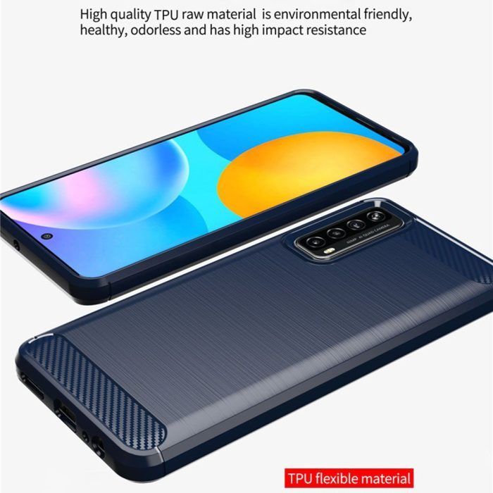 Husa pentru Huawei P Smart 2021 aspect metal slefuit negru 3
