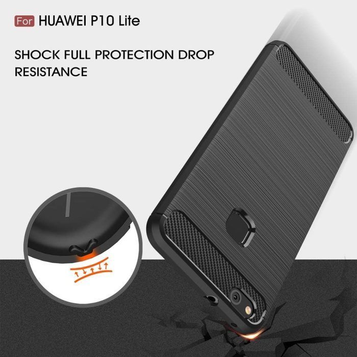 Husa pentru Huawei P10 Lite aspect metal slefuit negru 3