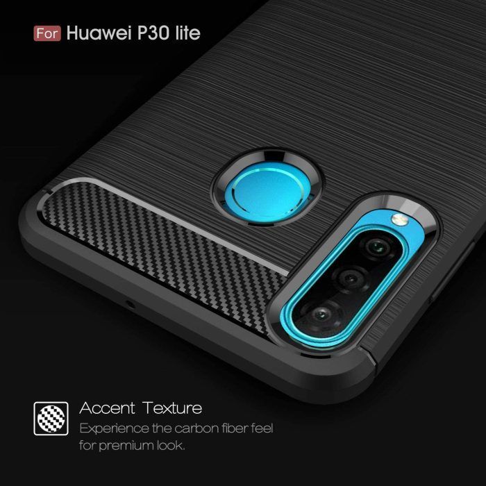 Husa pentru Huawei P30 Lite aspect metal slefuit negru 3