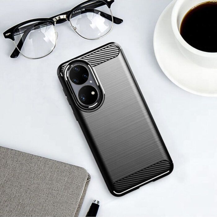 Husa pentru Huawei P50 Pro aspect metal slefuit negru 3