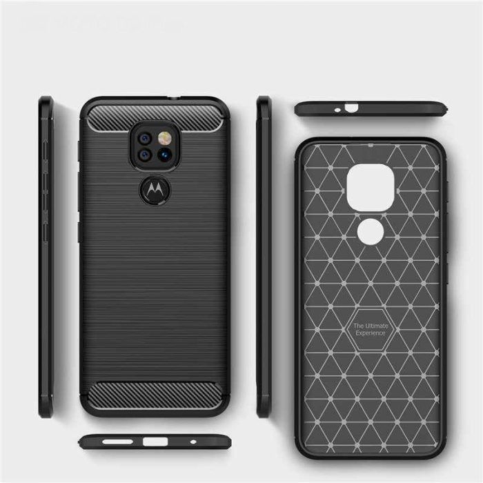 Husa pentru Motorola Moto G9 Play aspect metal slefuit negru 3