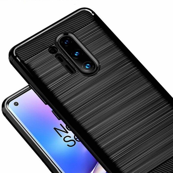 Husa pentru OnePlus 8 Pro aspect metal slefuit negru 4