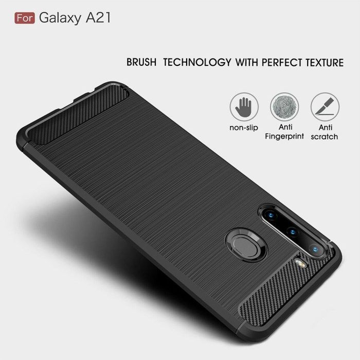 Husa pentru Samsung Galaxy A21 aspect metal slefuit negru 4