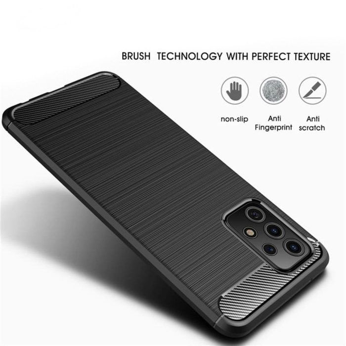 Husa pentru Samsung Galaxy A52 5G aspect metal slefuit negru 4