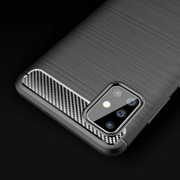 Husa pentru Samsung Galaxy A71 aspect metal slefuit negru 3