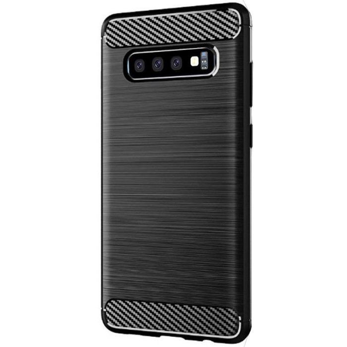 Husa pentru Samsung Galaxy S10 aspect metal slefuit negru 3