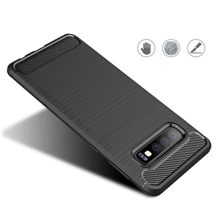 Husa pentru Samsung Galaxy S10 aspect metal slefuit negru 4