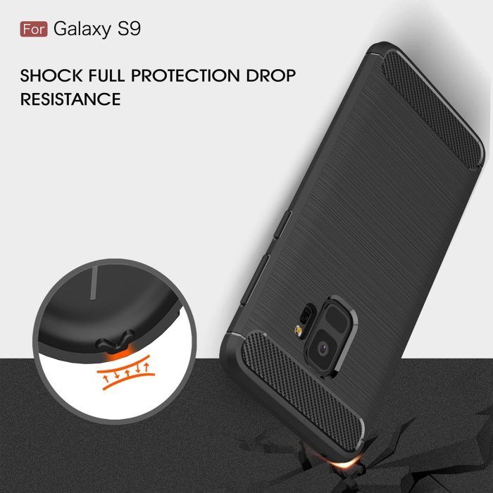 Husa pentru Samsung Galaxy S9 aspect metal slefuit negru 3