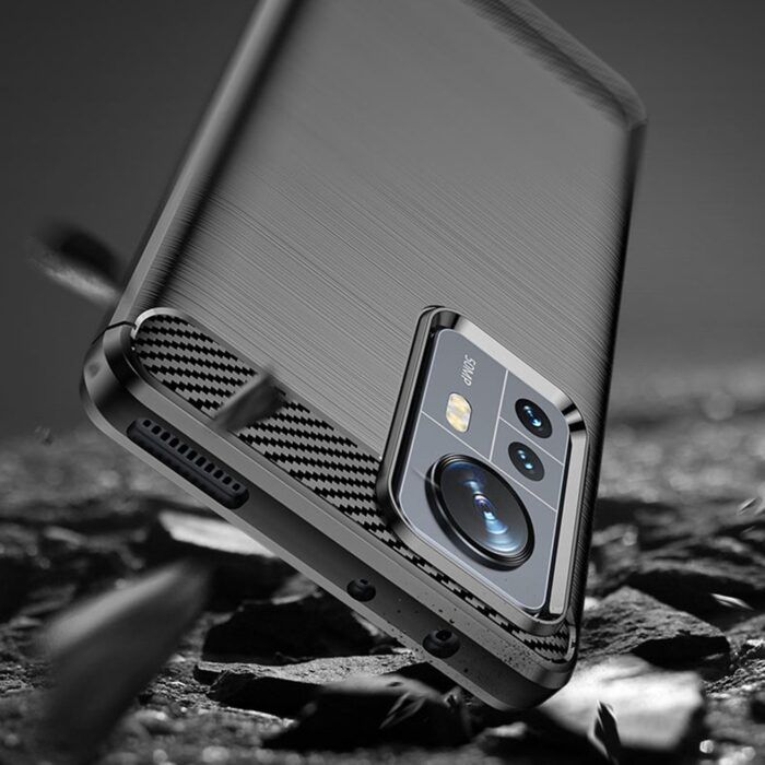 Husa pentru Xiaomi 12 Pro aspect metal slefuit negru 4