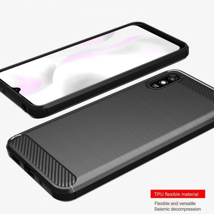 Husa pentru Xiaomi Redmi 9A aspect metal slefuit negru 3