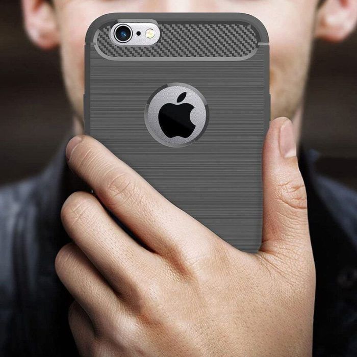 Husa pentru iPhone 6 Plus 6s Plus aspect metal slefuit negru 4