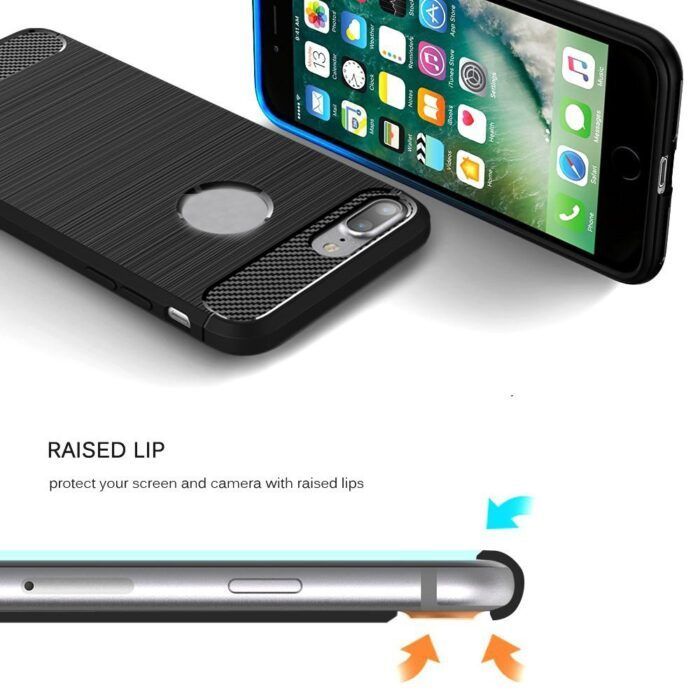 Husa pentru iPhone 7 Plus aspect metal slefuit negru 3