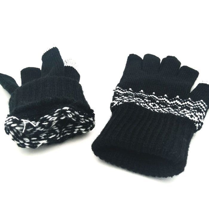 Manusi Touchscreen de lana dama Knitting ST0003 Negru 3