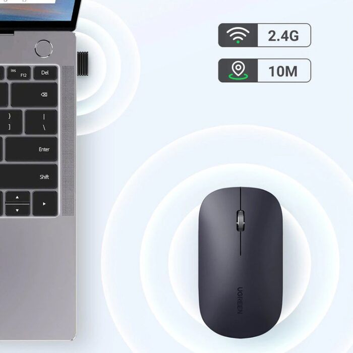 Mouse wireless Bluetooth 1000 4000 DPI cu design ergonomic Ugreen verde 4