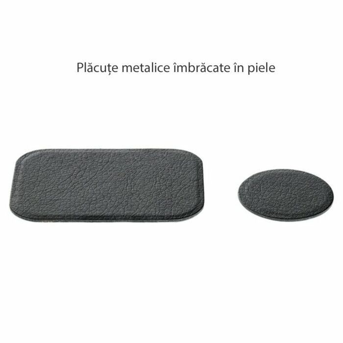 Placa Metalica Autoadeziva Pentru Suporturi Magnetice Pachet 2x din Piele Ecologica Negru 3