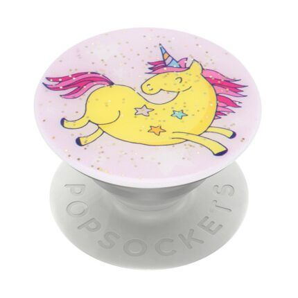 Suport universal pentru telefon si tableta PopSockets - PopGrip Jumping Unicorn Glitter