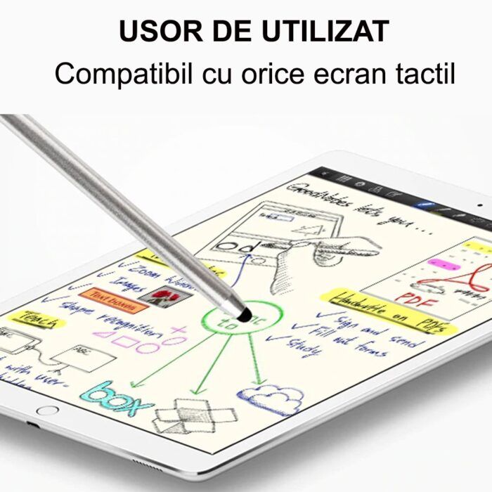 Stylus Pen 2in1 universal Android iOS Techsuit JC01 Argintiu Alb 4