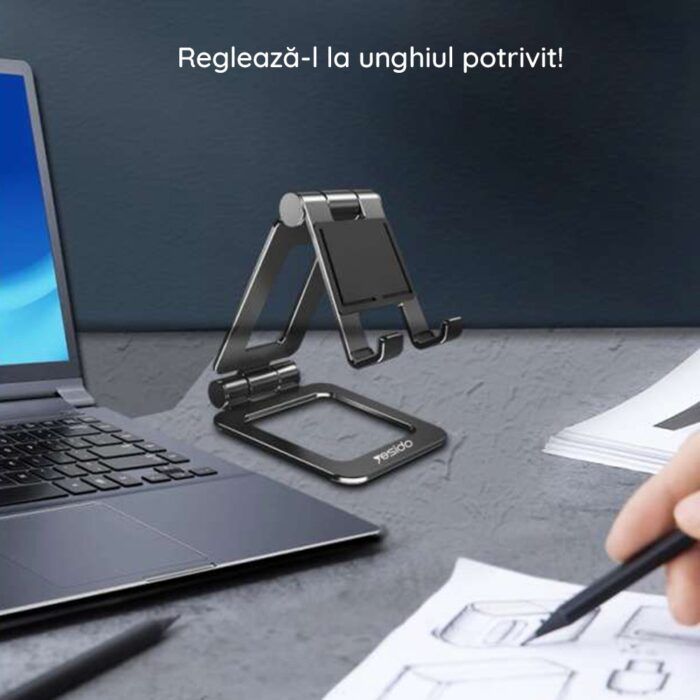 Suport Birou Pliabil pentru Telefon Yesido C97 Negru 3