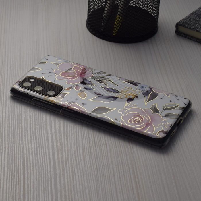 Husa compatibila cu Samsung Galaxy S23 Plus Atlantic Marble alb floral 3