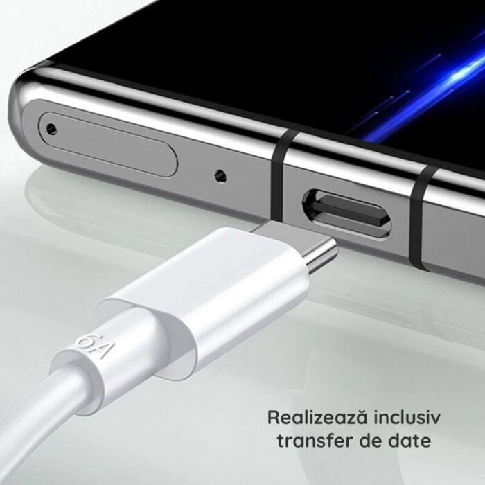 Cablu de Date USB la Type C 6A Mi 11 Ultra Mi11Pro Mi11T Mi11T Pro 1m Xiaomi Alb 4