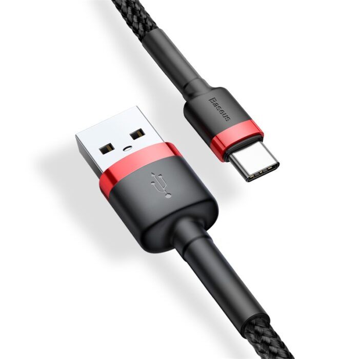 Cablu de date incarcare CATKLF U91 usb la type c de 3m 2A Baseus negru cu rosu 4
