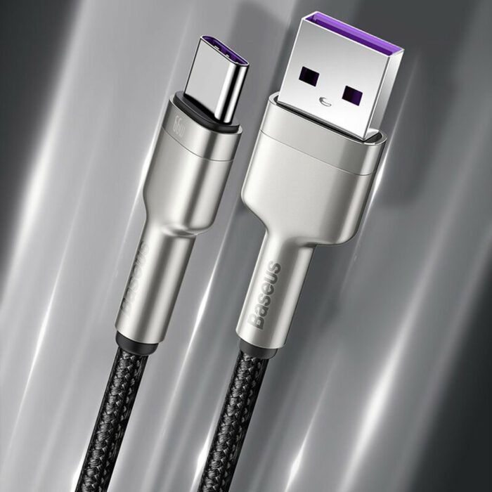 Cablu de date incarcare Series Metal CAKF000201 USB la type c de 2m 66W Baseus negru 4
