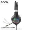 Casti Gaming Jack 3.5mm cu LED si Microfon Hoco Cat Ears Negru Roz 2