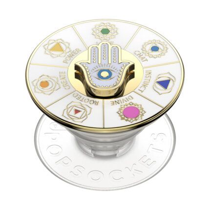 Suport universal pentru telefon si tableta PopSockets - PopGrip Enamel Spinner Chakras - Clear