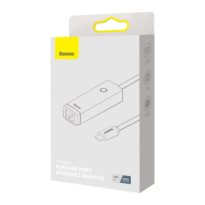 Adaptor USB C la RJ45 LAN Port 100Mbps Baseus Lite Series WKQX000213 Gray 6